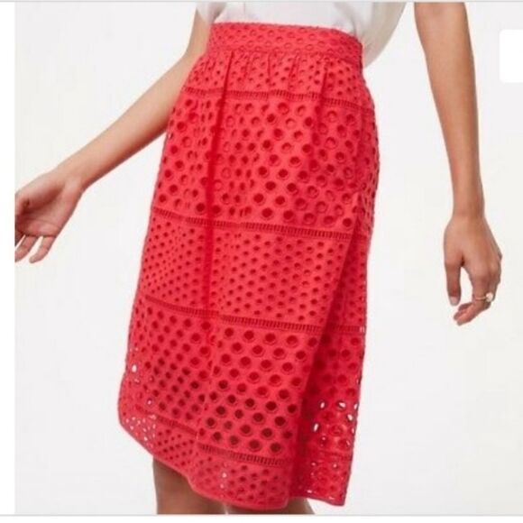 LOFT Eyelet Cotton Skirt - Size 8 - Picture 1 of 7